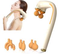 U-Shaped Handheld Massage Gun Deep Tissue 5 Levels Intensity Double Head Percussion Massager with 6 Massage Heads,Back Neck Shoulder Massager for Pain Relief and Muscle Relax,Gifts for Women Men