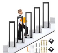 U Shaped Indoor Stair Railing Outdoor Garden Handrail 100cm Black Wrought Iron Square Tube Safety Guardrail for Stairs Durable and Stylish Barrier