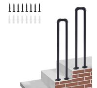 U-Shaped Metal Stair Handrail Railing，Outdoor Garden Grab Bar Safety Non-Slip Front Porch Hand Rail Kit，Stair Balustrade Guardrail for Deck Gates Porch Concrete(45cm/18in)