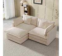 U-Shaped Modular Sofa, 3-Seater Sectional Couch with Movable Ottoman, Pillows Included, Easy Assembly & Relocation for Living Room or Bedroom