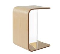 U Shaped Natural Wood Side Table C Shaped End Table for Living Room Compact Nightstand & Laptop Table for Small Spaces Modern Design Functional Furniture