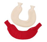 U Shaped Neck Hot Water Bag, Double Knitted Insulation Rubber Warm Hot Water Bottle, Splashproof Lip with Wide Mouth for Easy Filling, Perfect for Relieving Muscle Pain and Keeping (Red Cover)