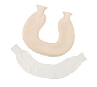 U Shaped Neck Hot Water Bag, Double Knitted Insulation Rubber Warm Hot Water Bottle, Splashproof Lip with Wide Mouth for Easy Filling, U Shape Design for Targeted Heat Relief, Perf (Beige Cover)