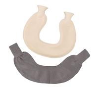 U Shaped Neck Hot Water Bag, Double Knitted Insulation Rubber Warm Hot Water Bottle, Splashproof Lip with Wide Mouth for Easy Filling, U Shape Design for Targeted Heat Relief, Perf (Gray Cover)