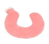 U Shaped Neck Hot Water Bottle Soft Rubber Neck Neck Shoulder Cover Hot Water Bottle for Cold Nights(Red Flesh)