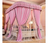 U-Shaped Rail Mosquito net, Bed Curtain Home 1.8m Bed 1.5m Bedroom bunk Bed Mantle, Rail Double Layer Elegant Powder 2.0 * 2.2m Bed-Rail Double-Layer Elegant Powder_1.2 * 2.0m Bed