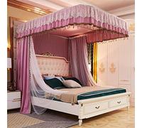 U-Shaped Rail Mosquito net, Windshield and Black Cloth, Bed Curtain Home 1.8m Bed 1.5m Bedroom bunk Bed Mantle, Rail Double Layer Elegant Powder 2.0 * 2.2m Bed-Double-Colored Rail_1.8 * 2.0m Bed