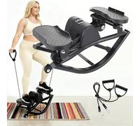U-Shaped Rock Stepper Machine for Full Body Workout Side-to-Side Lateral Rocking Fitness Stepper with Digital Monitor Portable Home Gym Equipment(Black)