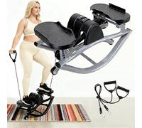 U-Shaped Rock Stepper Machine for Full Body Workout Side-to-Side Lateral Rocking Fitness Stepper with Digital Monitor Portable Home Gym Equipment(Gray)