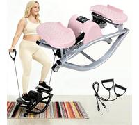 U-Shaped Rock Stepper Machine for Full Body Workout Side-to-Side Lateral Rocking Fitness Stepper with Digital Monitor Portable Home Gym Equipment(Pink)