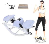 U-Shaped Rock Stepper Machine with LCD Monitor & Resistance Bands,Side to Side Stepper for Low-Impact Full Body Cardio, Home & Office Fitness, The Rock Stepper Purple