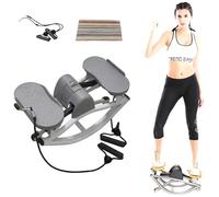 U-Shaped Rock Stepper Machine with LCD Monitor & Resistance Bands,Side to Side Stepper for Low-Impact Full Body Cardio, Home & Office Fitness, The Rock Stepper Gray
