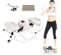 U-Shaped Rock Stepper Machine with LCD Monitor & Resistance Bands,Side to Side Stepper for Low-Impact Full Body Cardio, Home & Office Fitness, The Rock Stepper Pink