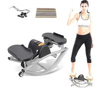U-Shaped Rock Stepper Machine with LCD Monitor & Resistance Bands,Side to Side Stepper for Low-Impact Full Body Cardio, Home & Office Fitness, The Rock Stepper black