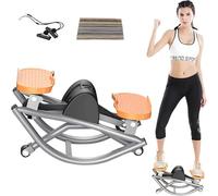 U-Shaped Rock Stepper Machine with LCD Monitor, Side-to-Side Motion, Resistance Band and Mat, 150kg Capacity, Home Cardio Fitness (Orange)