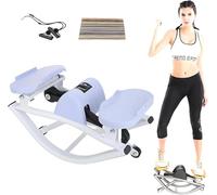 U-Shaped Rock Stepper Machine with LCD Monitor, Side-to-Side Motion, Resistance Band and Mat, 150kg Capacity, Home Cardio Fitness (Purple)