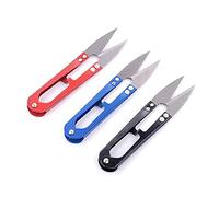 U-Shaped Sewing Scissors, 3PCS Useful Stainless Steel Stitch U-Shape Use Scissors Cut Fishing Line Trimming Nipper Essential Cross Accessories(Blue)