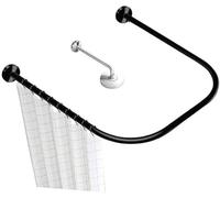 U-shaped Shower Curtain Rail For Bathtubs, Curved Bath Curtain Rail Bar, 304 Stainless Steel Curtain Rod Extendable Tension, Ideal For Shower And Windows,Black,(80 × 80 X 80cm),outstanding78