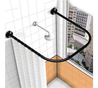 U-Shaped Shower Curtain Rod - 304 Stainless Steel, Rust-Proof, Wall-Mounted Bathtub Corner Rack, Shower Curtain Rail for Bathroom Space-Saving Solution