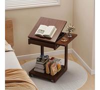 U Shaped Side Table, Movable 2 Tier Bedside Table with Adjustable Top | 2 Tier U Shaped Side Table with 360° Universal Wheels, Adjustable Top for Convenient Storage in Bedroom or Living Room