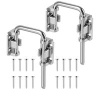 U-Shaped Sliding Glass Door Lock, Patio Sliding Door Lock & Loop Latch, Stainless Steel 90/180° Adjustable Flexible for Uneven Doors, Enhances Home Safety for Barn, Windows, Fence, Shed 2PCS Silver
