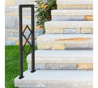 U-Shaped Stair Handrail, 33.5" Industrial Safety Non-Slip Support Poles for Elderly & Kids, Easy Installation on Concrete/Wood Floors, Indoor Black Hand Rail with Diamond Pattern