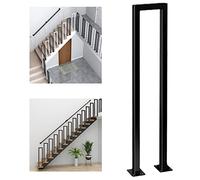 U-Shaped Stair Handrail - Complete Kit, Black Matte Square Tube Wrought Iron Guardrail, Stair Railing Supports for Indoor/Outdoor Loft, Corridor, Porch, Deck (Size: 45cm)