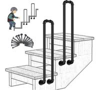 U-Shaped Stair Handrail, Industrial Wrought Iron Safety Railing for Indoor Outdoor Stairs, Porch, Garden, Loft, Corridor - Non-Slip Support Bar