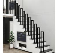 U Shaped Stair Handrail Matte Black Iron Railing Floor Mounted Industrial Handrail for Stairs Porch Deck Loft Safe Support for Elderly & Kids 1pc (110cm)