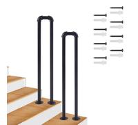 U-Shaped Stair Handrail，Matte Black Wrought Iron Hand Rail with Installation Kit，Industrial Staircase Railing for Indoor Outdoor Loft Corridor Porch Deck，35-100cm(65cm/26in)