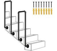 U-Shaped Stair Handrail Side Mounted,Modern Black Metal Staircase Handrails for Indoor Stairs,Industrial Wrought Iron Transitional Handrail Stair Railing Fits 2-Step Iron Rail Kit (black, 65cm(2.1ft))