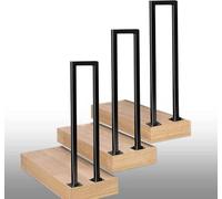 U-Shaped Stair Railing Galvanized Iron il for Indoor Stairs 65cm/25.35in High Black Ideal for Attics Verandas and Hallways Safety Solution