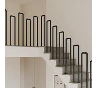U-Shaped Stair Railing Indoor Black，35-100cm Staircase Handrail Guardrail Fit 1 Step，Metal Transitional Hand Rail Safety Decking Railing for Villas, Balconies, Hallways(85cm/33in)