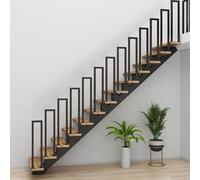 U-Shaped Stair Railing｜Indoor Outdoor Stairs Handrail Metal Wrought Iron Hand Railing Metal Banister Guardrail Fits 1 Steps｜Floor Mount Stair Handrail for Loft Corridor(50cm/20in)