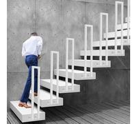 U Shaped Stair Railing Industrial Retro Handrail for Indoor/Outdoor Non Slip Floor Mounted Staircase Hand Rail 90cm White Side Mounting 1pc Safety & Style