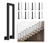 U-Shaped Stair Railing,Staircase Handrail,Industrial Hand Rail Floor Mounted, Non-Slip Steps Stair Railing for Indoor/Outdoor, for Indoor and Outdoor Steps,1pc(Black Side Mounting,35cm)