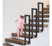 U-Shaped Staircase Handrails,Indoor Outdoor Iron Matte Black Stair Handrail,Floor Mounted Industrial Hand Rail,Non-Slip Support Bar,1pc(Black Side Mounting,55cm)