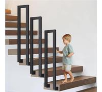 U-Shaped Staircase Handrails,Matte Black Stair Handrail,Floor Mounted Industrial Hand Rail,Non-Slip Support Bar Porch Deck Loft Corridor Stair Rail,1pc(Black Side Mounting,100cm)