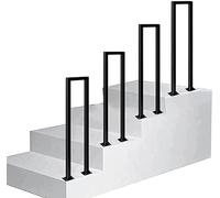 U-Shaped Staircase Handrails, Outdoor Indoor Wrought Iron Hand Rail Guardrail, Matte Black Railings for Stairs, Floor Mounted Industrial Stairs Garden Loft Corridor(95CM/3.1FT)