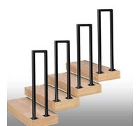 U-Shaped Stairs Railing Kit Indoor Black, 18 20 24 30 30 36 40 Inch Tall Stair Hand Rails for Kids Disabled Adult Elderly Safety, Deck Porch Step Balusters Spindles(H-100cm/39.3 in-4 Pcs)