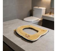 U-Shaped Toilet Seat Cover with Full-Zip Enclosure Thickened Polyester Fiber Material for Reliable Fit on Standard Round and Elongated Toilets (Yellow)
