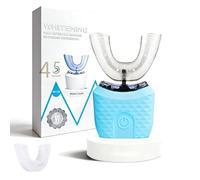 U-Shaped Toothbrush, 360° Full Coverage Silicone Brush Ultrasonic Tooth Cleaner, 3 Modes, IPX7 Waterproof, Effortless Oral Deep Cleaning for Adults (Blue)