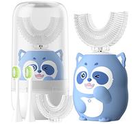 U Shaped Toothbrush Kids Electric ToothBrushes - Battery Rechargeable Automatic Tooth Brush with 4 Brush Heads Ultrasonic Vibrating - Toddler Childrens Teeth Cleaning Ultra Soft (Blue, 2-6Y)