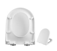 U-Shaped/V-Shaped Toilet Seat White Oval Loo Seat,Soft Close Quiet No Slamming,Standard Size Universal Lid,Simple Top Fixing (Large U-Shaped)