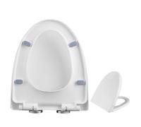 U-Shaped/V-Shaped Toilet Seat White Oval Loo Toilet Seat,Soft Close Quiet No Slamming,Standard Size Universal Toilet Lid,Simple Top Fixing (Large V-Shaped)