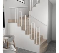 U-Shaped White Wrought Iron Stair Railing - Industrial Loft il, Non-Slip Safety Bar for Kids & Seniors, Staircase Guardrail, Heavy-Duty Support for Hallways - 1PC