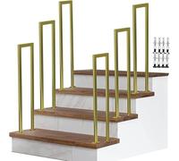 U-Shaped Wrought Iron Stair Railing, Non-Slip Outdoor/Indoor il, Balcony & Attic Guardrail, 90CM/2.9FT Gold Support Rod for Safe Transition
