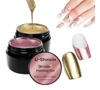 U-Shine Mirror Silver & Rose Golden Metal Painting Gel - Super Reflective, DIY Nail Art Paint Liner for Nails
