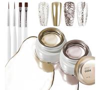 U-Shinein 2Pcs Metallic Nail Art Gel Kit, 3D Mirror Reflective Effect, Copper & Rose Gold