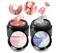 U-Shinein 2x10ml Clear&Shine Pink Solid Nail Glue Gel Kit, Nail Glue Gel for Acrylic Nails Tips, Press on Solid Glue Gel, Nail Art Manicure Glue